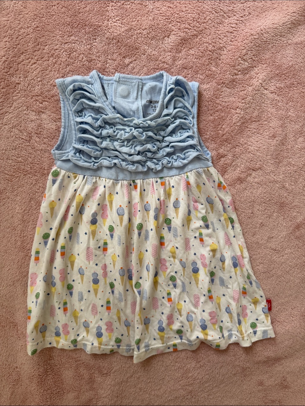 Magnetic Me Pastel Blue Ruffle Top Ice Cream Print Dress